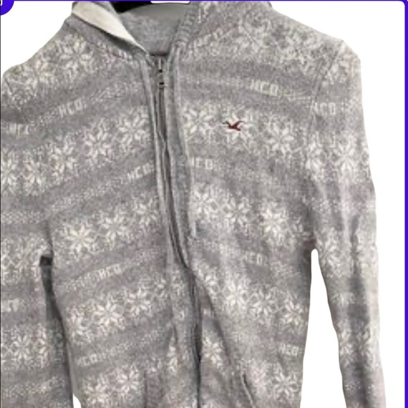 Hollister Light Gray Hooded Sweater Women Size L - Picture 1 of 8